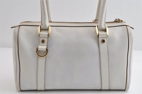 Authentic GUCCI Abbey Shoulder Hand Boston Bag Purse Leather 130942 White 8634I