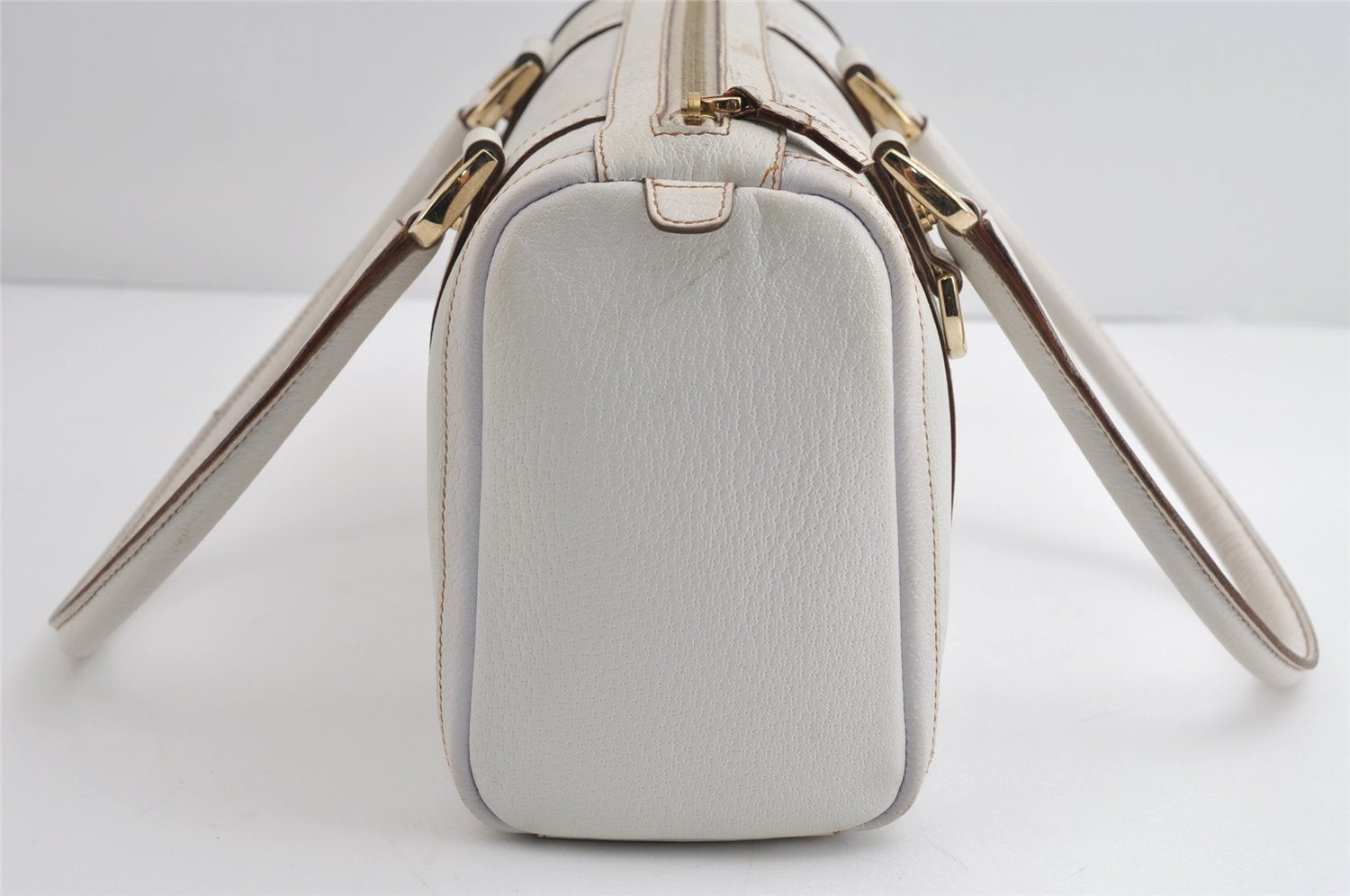 Authentic GUCCI Abbey Shoulder Hand Boston Bag Purse Leather 130942 White 8634I