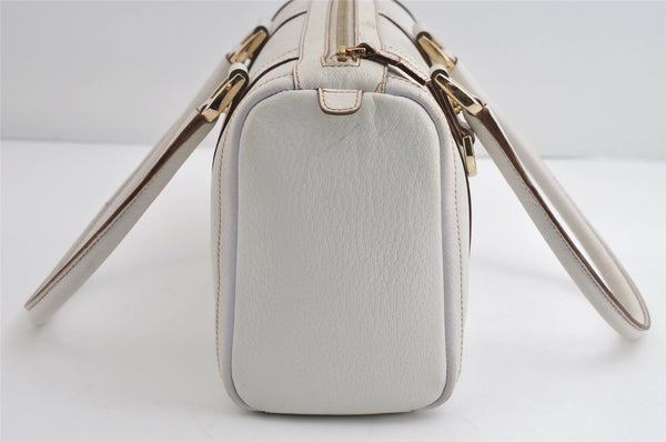 Authentic GUCCI Abbey Shoulder Hand Boston Bag Purse Leather 130942 White 8634I