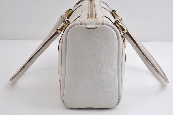 Authentic GUCCI Abbey Shoulder Hand Boston Bag Purse Leather 130942 White 8634I