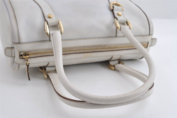Authentic GUCCI Abbey Shoulder Hand Boston Bag Purse Leather 130942 White 8634I