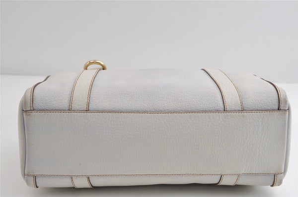 Authentic GUCCI Abbey Shoulder Hand Boston Bag Purse Leather 130942 White 8634I