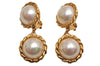 Authentic NINA RICCI Vintage Clip-on Imitation Pearl Earrings Gold Tone 8634J