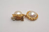 Authentic NINA RICCI Vintage Clip-on Imitation Pearl Earrings Gold Tone 8634J