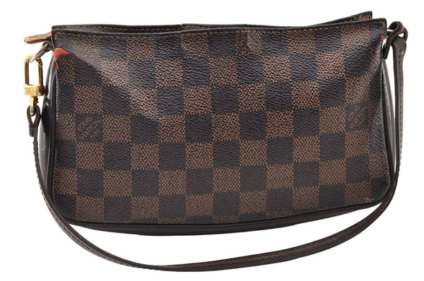 Authentic Louis Vuitton Damier Navona Hand Bag Pouch Purse N51983 LV 8636I