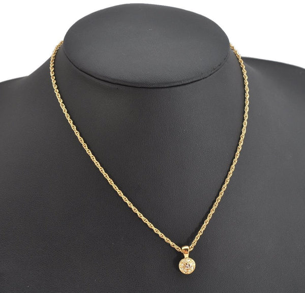 Authentic NINA RICCI Vintage Gold Tone Rhinestone Chain Pendant Necklace  8636J