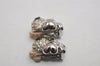 Authentic NINA RICCI Clip-on Rhinestone Ribbon Earrings Silver Tone 8637J