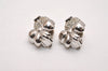 Authentic NINA RICCI Clip-on Rhinestone Ribbon Earrings Silver Tone 8637J