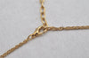 Authentic NINA RICCI Vintage Gold Tone Rhinestone Chain Pendant Necklace  8638J