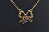 Authentic NINA RICCI Gold Tone Ribbon Shaped Chain Pendant Necklace  8639J