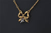 Authentic NINA RICCI Gold Tone Ribbon Shaped Chain Pendant Necklace  8639J