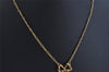 Authentic NINA RICCI Gold Tone Ribbon Shaped Chain Pendant Necklace  8639J