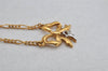 Authentic NINA RICCI Gold Tone Ribbon Shaped Chain Pendant Necklace  8639J