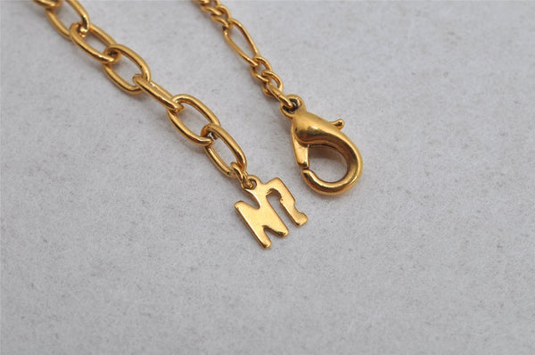 Authentic NINA RICCI Gold Tone Ribbon Shaped Chain Pendant Necklace  8639J