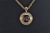 Authentic NINA RICCI Vintage Gold Tone Rhinestone Chain Pendant Necklace  8640J