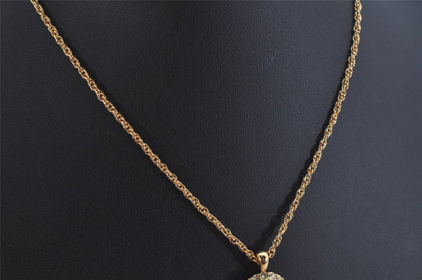 Authentic NINA RICCI Vintage Gold Tone Rhinestone Chain Pendant Necklace  8640J