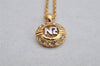 Authentic NINA RICCI Vintage Gold Tone Rhinestone Chain Pendant Necklace  8640J