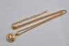 Authentic NINA RICCI Vintage Gold Tone Rhinestone Chain Pendant Necklace  8640J