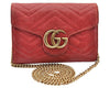 Auth GUCCI GG Marmont Chain Shoulder Cross Bag Wallet Leather 474575 Red 8641I