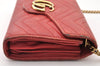 Auth GUCCI GG Marmont Chain Shoulder Cross Bag Wallet Leather 474575 Red 8641I