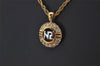 Authentic NINA RICCI Vintage Gold Tone Rhinestone Chain Pendant Necklace  8642J