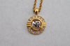 Authentic NINA RICCI Vintage Gold Tone Rhinestone Chain Pendant Necklace  8642J