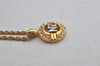 Authentic NINA RICCI Vintage Gold Tone Rhinestone Chain Pendant Necklace  8642J