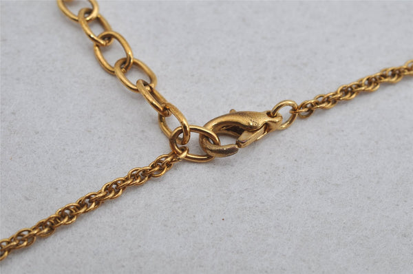 Authentic NINA RICCI Vintage Gold Tone Rhinestone Chain Pendant Necklace  8642J