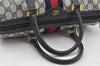 Authentic GUCCI Sherry Line Hand Boston Bag GG PVC Leather Navy Blue 8643I