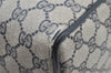Authentic GUCCI Sherry Line Hand Boston Bag GG PVC Leather Navy Blue 8643I