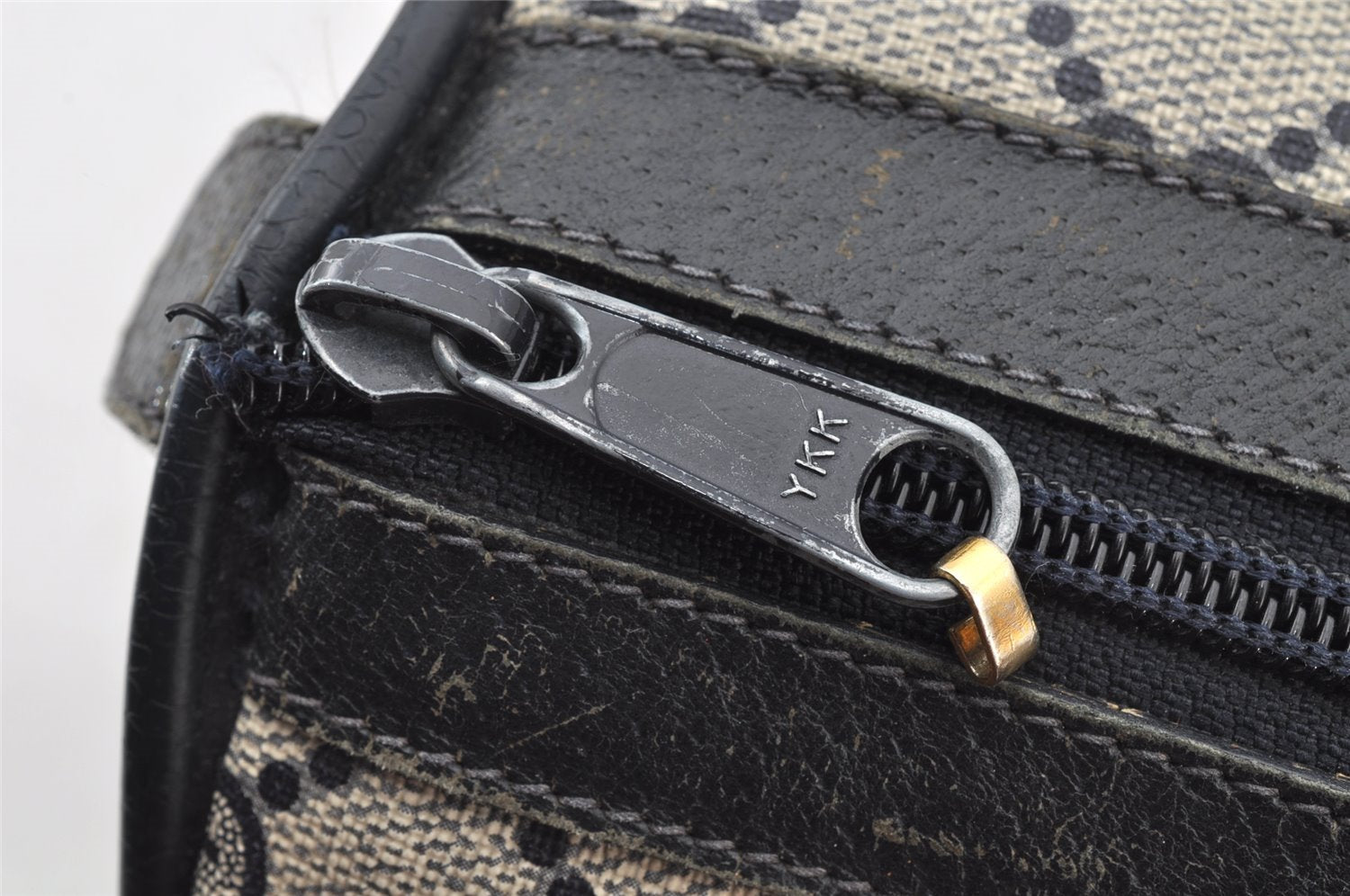 Authentic GUCCI Sherry Line Hand Boston Bag GG PVC Leather Navy Blue 8643I