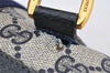 Authentic GUCCI Sherry Line Hand Boston Bag GG PVC Leather Navy Blue 8643I