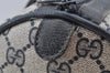 Authentic GUCCI Sherry Line Hand Boston Bag GG PVC Leather Navy Blue 8643I