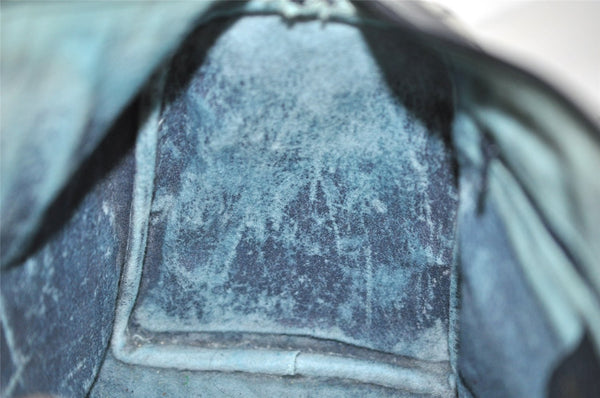 Authentic GUCCI Sherry Line Hand Boston Bag GG PVC Leather Navy Blue 8643I