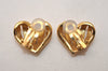 Authentic NINA RICCI Vintage Clip-on Heart Motif Earrings Accessory Gold 8643J