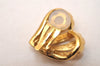 Authentic NINA RICCI Vintage Clip-on Heart Motif Earrings Accessory Gold 8643J