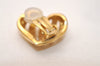 Authentic NINA RICCI Vintage Clip-on Heart Motif Earrings Accessory Gold 8643J