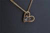 Authentic NINA RICCI Gold Tone Rhinestone Heart Chain Pendant Necklace  8644J