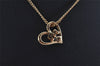 Authentic NINA RICCI Gold Tone Rhinestone Heart Chain Pendant Necklace  8644J