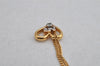 Authentic NINA RICCI Gold Tone Rhinestone Heart Chain Pendant Necklace  8644J