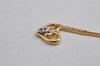 Authentic NINA RICCI Gold Tone Rhinestone Heart Chain Pendant Necklace  8644J