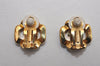 Authentic NINA RICCI Vintage Clip-on Rhinestone Earrings Gold Tone 8645J