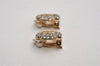 Authentic NINA RICCI Vintage Clip-on Rhinestone Earrings Gold Tone 8645J