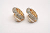 Authentic NINA RICCI Vintage Clip-on Rhinestone Earrings Gold Tone 8645J