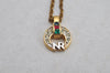 Authentic NINA RICCI Vintage Gold Tone Rhinestone Chain Pendant Necklace 8647J