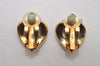 Authentic NINA RICCI Vintage Clip-on Rhinestone Heart Earrings Gold Tone 8648J