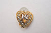 Authentic NINA RICCI Vintage Clip-on Rhinestone Heart Earrings Gold Tone 8648J