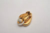 Authentic NINA RICCI Vintage Clip-on Rhinestone Heart Earrings Gold Tone 8648J