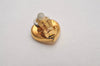 Authentic NINA RICCI Vintage Clip-on Rhinestone Heart Earrings Gold Tone 8648J