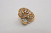 Authentic NINA RICCI Vintage Clip-on Rhinestone Heart Earrings Gold Tone 8648J